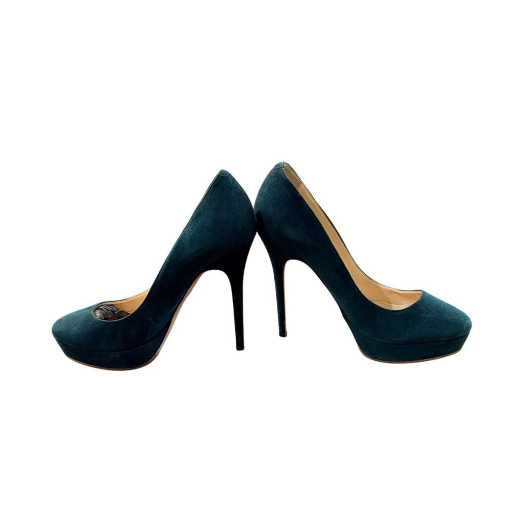 Jimmy Choo 38 Forest Green Cosmic 120 Platform Suede Pumps Stiletto Heels 8 - Picture 6 of 8